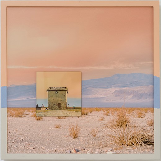 pink desert mountain landscape in frame with house photograph on top-Diana-Cheren-Nygren-dianacherennygrenphotography