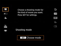 EOS R50 q menu