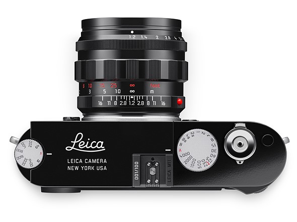 top view leica m11 limited edition new york engraving against white background