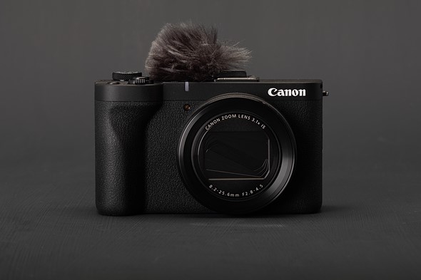 Canon PowerShot V1 front view with mic screen