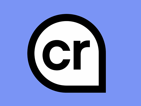 Content credentials logo on blue background