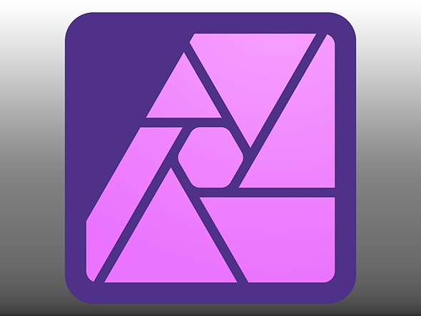 the purple affinity logo is on a gray gradient background 4x3
