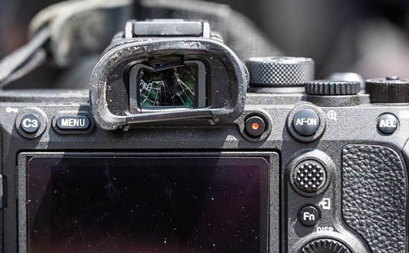 the viewfinder on a digital camera is shattered