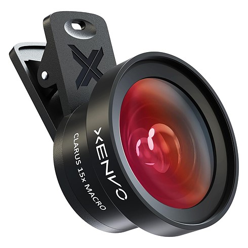 a clip on phone lens is on a white background