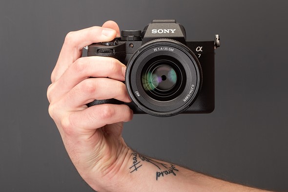sony a7v in hand front