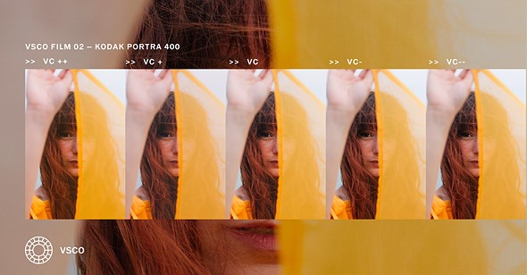 a row of five versions of the same image are lined up