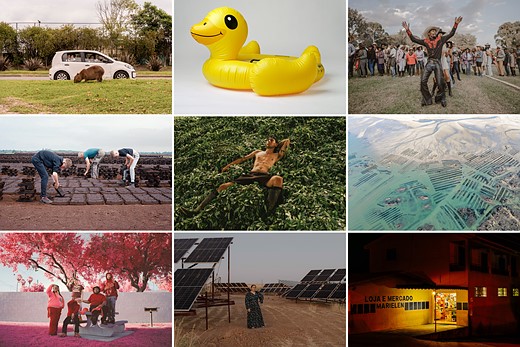 a grid of nine images with white lines between each